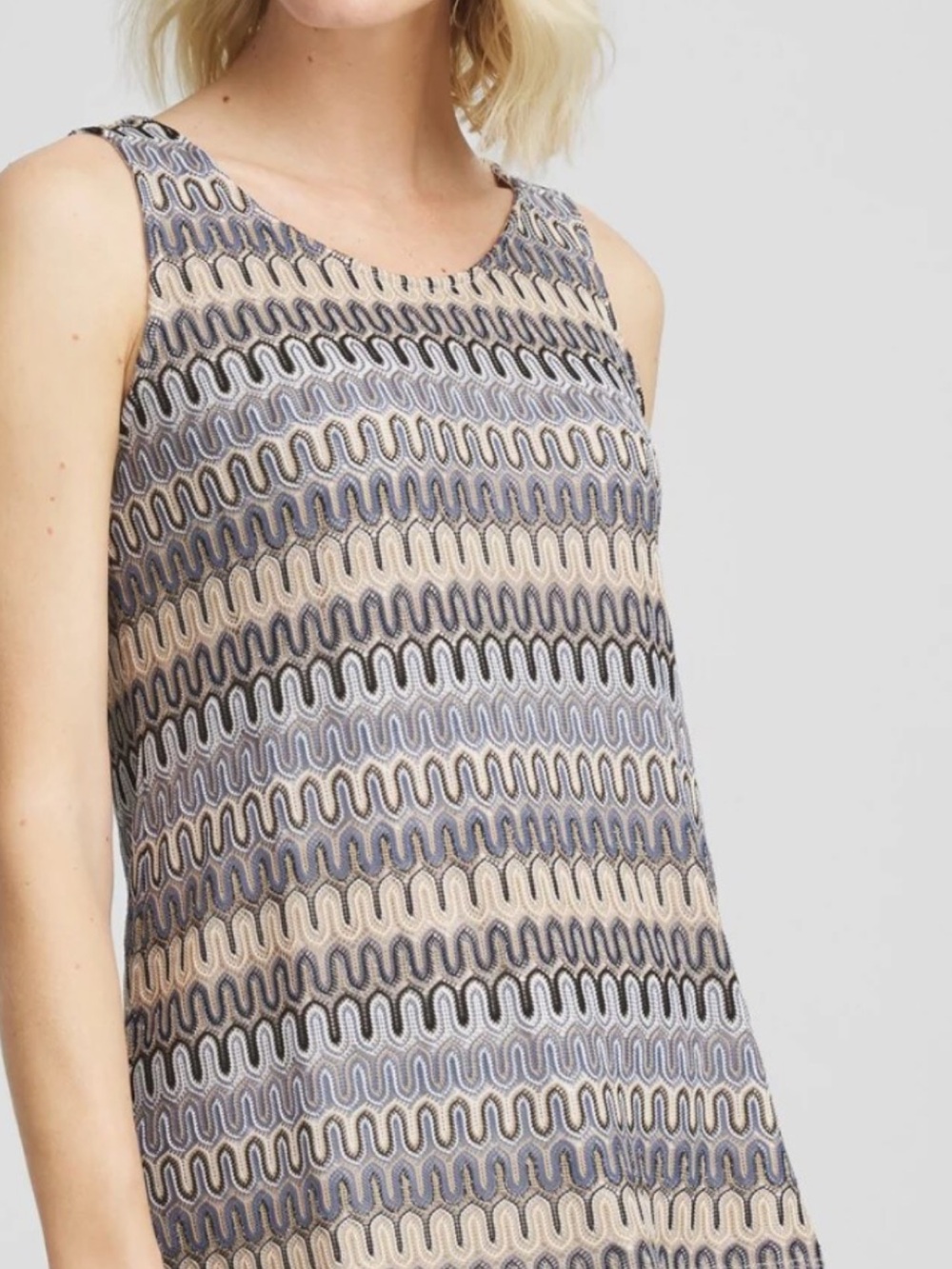 Missoni dupe! Chicos Wave-Print Tank Top in Beige and Gray.NWT